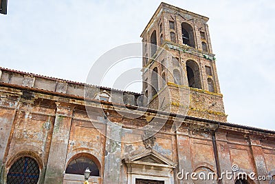 Nepi in Lazio, Italy. Cathedral of the Assunta, built in the 12th century over a pagan temple Stock Photo