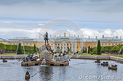 Neptune Fountain, Peterhof, Russia Editorial Stock Photo