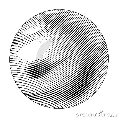 Neptune hand drawing vintage style black and white clipart isolated on white background. The eighth planet from the Sun Vector Illustration