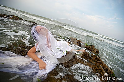 Neptunes mermaid bride Stock Photo