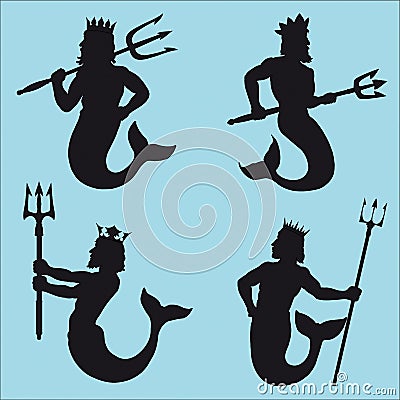 Neptune Silhouettes Vector Illustration