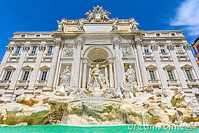 Neptune statue and the Trevi Fountain in Rome, Italy Stock Photo