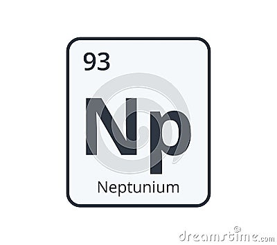 Neptunium Chemical Symbol. Graphic for Science Designs. Vector Illustration