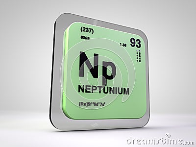 Neptunium - Np - chemical element periodic table Stock Photo