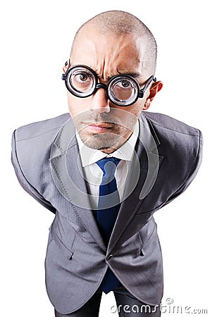 Nerd funny businessman Stock Photo