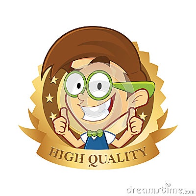 Nerd geek with guarantee icon Vector Illustration