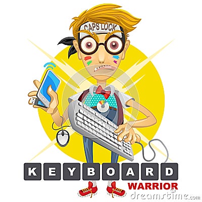 Nerd Geek Keyboard Warrior illustration Vector Illustration