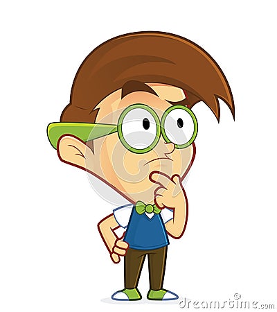 Nerd geek thinking Vector Illustration