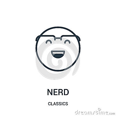 nerd icon vector from classics collection. Thin line nerd outline icon vector illustration. Linear symbol Vector Illustration
