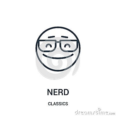 nerd icon vector from classics collection. Thin line nerd outline icon vector illustration. Linear symbol Vector Illustration