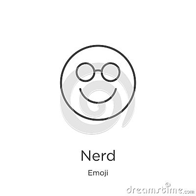 nerd icon vector from emoji collection. Thin line nerd outline icon vector illustration. Outline, thin line nerd icon for website Vector Illustration