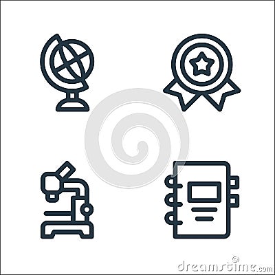 Nerd line icons. linear set. quality vector line set such as notebook, microscope, awards Vector Illustration