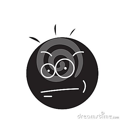 Nerdy geek emoji black vector concept icon. Nerdy geek emoji flat illustration, sign Vector Illustration
