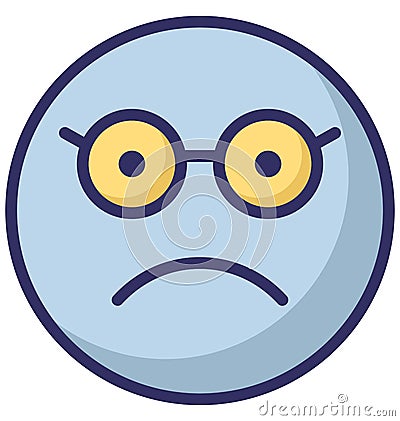 nerdy, glasses face Vector Isolated Icon which can easily modify or edit Vector Illustration