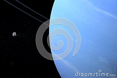 Nereid moon orbiting around Neptune planet Stock Photo