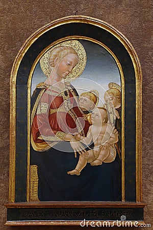 Neri di Bicci: Madonna and Child with Two Angels Editorial Stock Photo