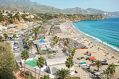 Nerja beach. Malaga province, Costa del Sol, Andalusia, Spain Stock Photo