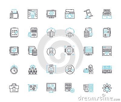 Nerk communication linear icons set. Nerk, Communication, Connection, Link, Collaboration, Interaction, Partnership line Vector Illustration