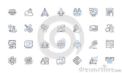 Nerk line icons collection. Gaming, Youth, Social, Nerking, Modern, App, Entertainment vector and linear illustration Vector Illustration