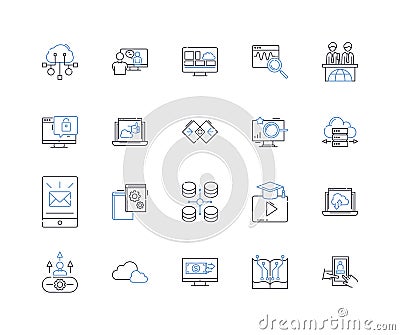 Nerk solutions line icons collection. Innovation, Technology, Efficiency, Integration, Automation, Optimization Vector Illustration