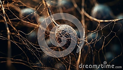 Nerve cell synapse connection in tree branch generated by AI Stock Photo