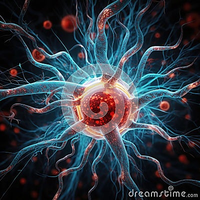 Nerve firing a signal through axon nerve communication Stock Photo