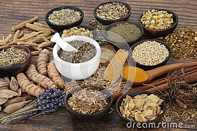 Nervine Herbs Natural Food for Relaxing the Nervous System Stock Photo
