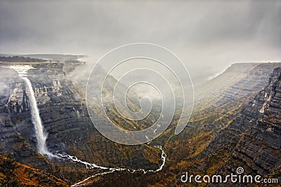 Nervion river source and waterfall Stock Photo