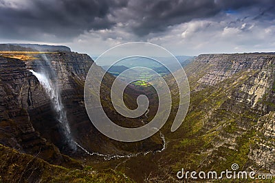 Nervion river source and waterfall Stock Photo