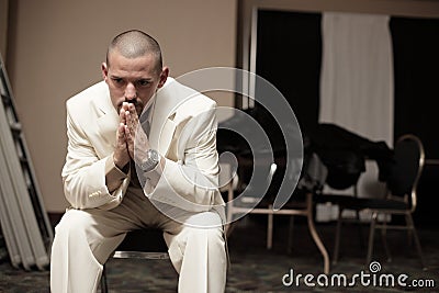 Nervous man before his wedding Stock Photo