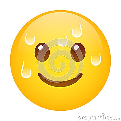 Nervously sweating smiling emoji Vector Illustration