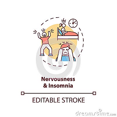Nervousness and insomnia concept icon Vector Illustration