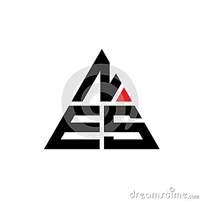NES triangle letter logo design with triangle shape. NES triangle logo design monogram. NES triangle vector logo template with red Vector Illustration