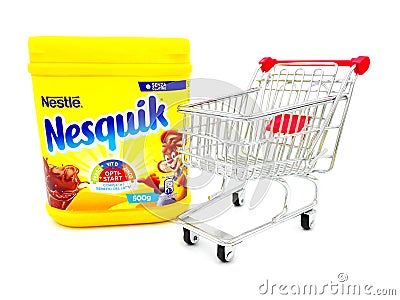 NESQUIK Chocolate Powder. Nesquik is a brand of products made by NestlÃ© Editorial Stock Photo