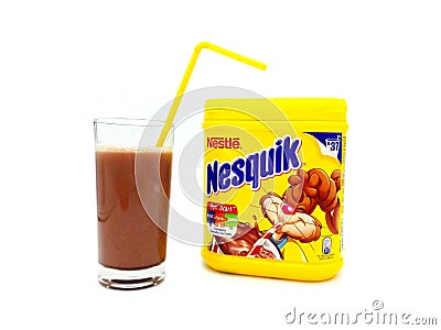 NESQUIK Chocolate Powder. Nesquik is a brand of products made by NestlÃ© Editorial Stock Photo