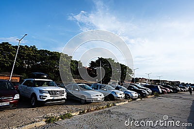 Nessebar, Bulgaria - June 2023: Cars parked in the parking lot in Nessebar, Bulgaria Editorial Stock Photo
