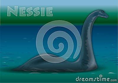 Nessie, monster of Lock Ness lake Vector Illustration