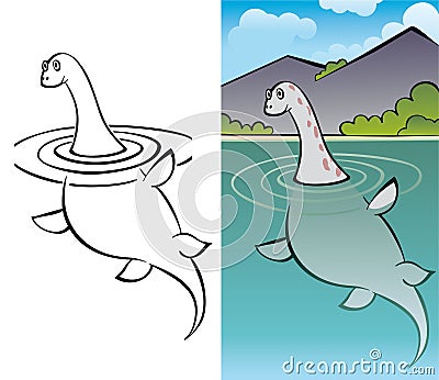 Nessy, Loch Ness Monster Vector Illustration