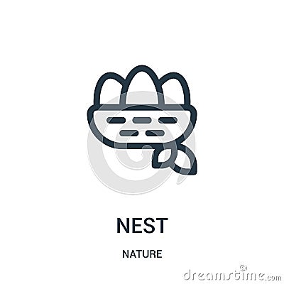 nest icon vector from nature collection. Thin line nest outline icon vector illustration. Linear symbol for use on web and mobile Vector Illustration