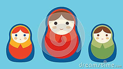 Nested Dolls A set of nesting dolls where the outer layer is an adult and each inner layer represents a different age of Vector Illustration