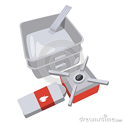 Nesting and gas stove for outdoor activity Stock Photo