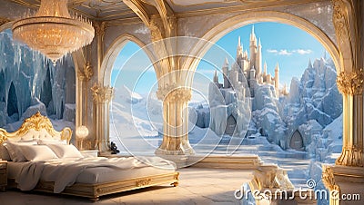 The royal chambers in the Ice Kingdom. Stock Photo