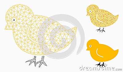 Nestling Chick Vector Mesh Network Model and Triangle Mosaic Icon Vector Illustration