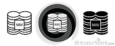 Net asset value outline icon collection or set. Net asset value Thin vector line art Vector Illustration