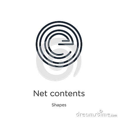 Net contents icon. Thin linear net contents outline icon isolated on white background from shapes collection. Line vector sign, Vector Illustration