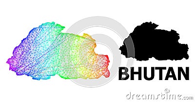Net Map of Bhutan with Spectrum Gradient Vector Illustration