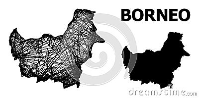 Net Map of Borneo Island Vector Illustration