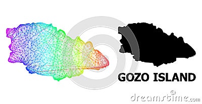 Net Map of Gozo Island with Spectral Gradient Vector Illustration