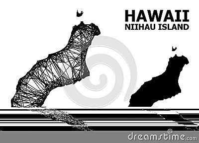 Net Map of Niihau Island Cartoon Illustration