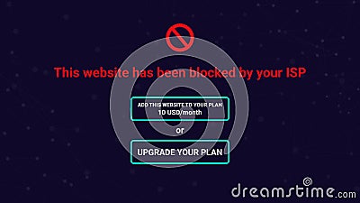 Net Neutrality, site blocked by ISP, request to upgrade plan Cartoon Illustration